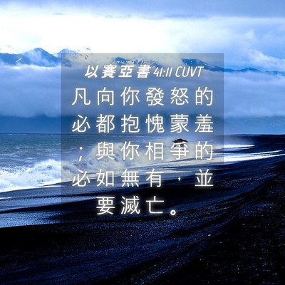 Picture 04 - 以 賽 亞 書 41:11 CUVT - 凡 向 你 發 怒 的 必 都 抱 愧 蒙 羞 - Bible Verse Picture