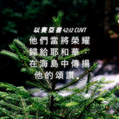 Picture 04 - 以 賽 亞 書 42:12 CUVT - 他 們 當 將 榮 耀 歸 給 耶 和 華 ， - Bible Verse Picture