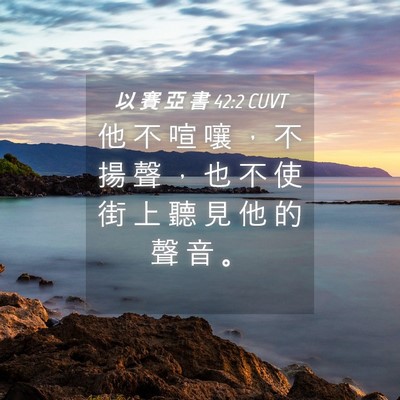 Picture 04 - 以 賽 亞 書 42:2 CUVT - 他 不 喧 嚷 ， 不 揚 聲 ， 也 不 使 - Bible Verse Picture