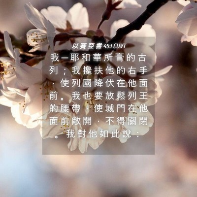 Picture 04 - 以 賽 亞 書 45:1 CUVT - 我 ─ 耶 和 華 所 膏 的 古 列 ； 我 - Bible Verse Picture