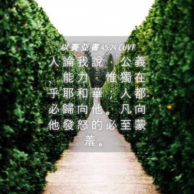 Picture 04 - 以 賽 亞 書 45:24 CUVT - 人 論 我 說 ， 公 義 、 能 力 ， 惟 - Bible Verse Picture
