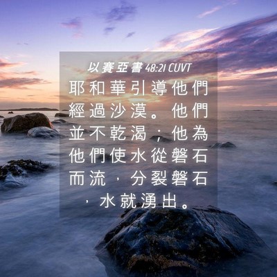 Picture 04 - 以 賽 亞 書 48:21 CUVT - 耶 和 華 引 導 他 們 經 過 沙 漠 。 - Bible Verse Picture