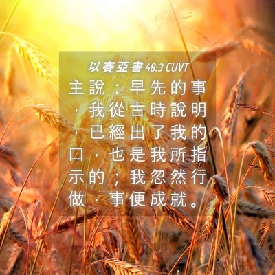 Picture 04 - 以 賽 亞 書 48:3 CUVT - 主 說 ： 早 先 的 事 ， 我 從 古 時 - Bible Verse Picture