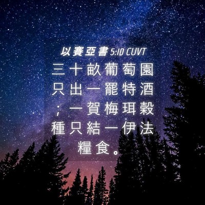 Picture 04 - 以 賽 亞 書 5:10 CUVT - 三 十 畝 葡 萄 園 只 出 一 罷 特 酒 - Bible Verse Picture