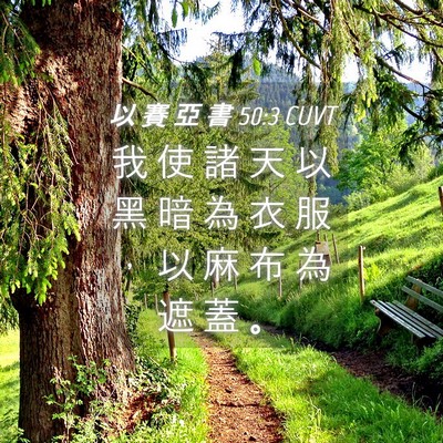 Picture 04 - 以 賽 亞 書 50:3 CUVT - 我 使 諸 天 以 黑 暗 為 衣 服 ， 以 - Bible Verse Picture