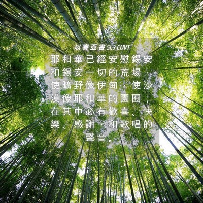 Picture 04 - 以 賽 亞 書 51:3 CUVT - 耶 和 華 已 經 安 慰 錫 安 和 錫 安 - Bible Verse Picture
