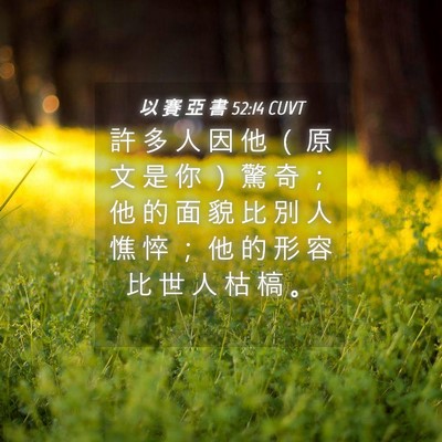 Picture 04 - 以 賽 亞 書 52:14 CUVT - 許 多 人 因 他 （ 原 文 是 你 ） 驚 - Bible Verse Picture