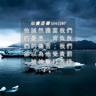 Picture 04 - 以 賽 亞 書 53:4 CUVT - 他 誠 然 擔 當 我 們 的 憂 患 ， 背 - Bible Verse Picture