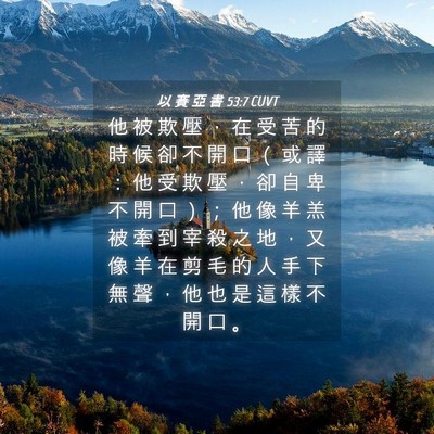 Picture 04 - 以 賽 亞 書 53:7 CUVT - 他 被 欺 壓 ， 在 受 苦 的 時 候 卻 - Bible Verse Picture