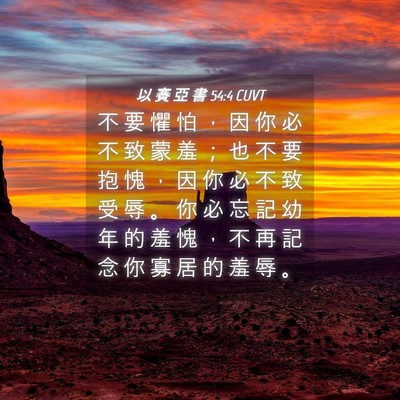 Picture 04 - 以 賽 亞 書 54:4 CUVT - 不 要 懼 怕 ， 因 你 必 不 致 蒙 羞 - Bible Verse Picture