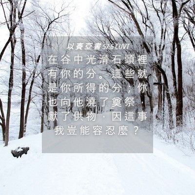 Picture 04 - 以 賽 亞 書 57:6 CUVT - 在 谷 中 光 滑 石 頭 裡 有 你 的 分 - Bible Verse Picture