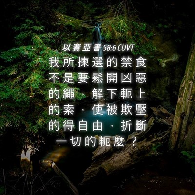 Picture 04 - 以 賽 亞 書 58:6 CUVT - 我 所 揀 選 的 禁 食 不 是 要 鬆 開 - Bible Verse Picture