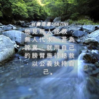 Picture 04 - 以 賽 亞 書 59:16 CUVT - 他 見 無 人 拯 救 ， 無 人 代 求 ， - Bible Verse Picture