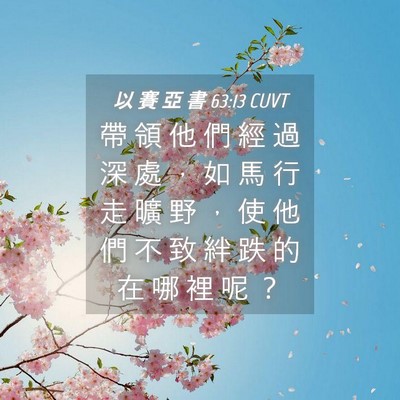 Picture 04 - 以 賽 亞 書 63:13 CUVT - 帶 領 他 們 經 過 深 處 ， 如 馬 行 - Bible Verse Picture