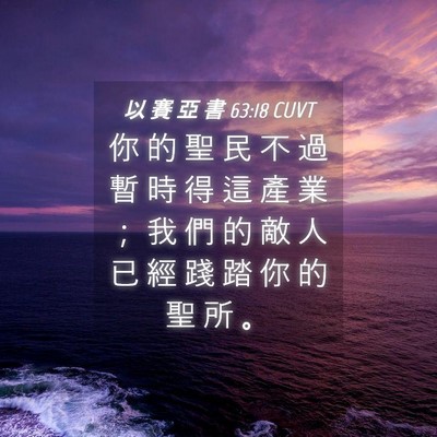 Picture 04 - 以 賽 亞 書 63:18 CUVT - 你 的 聖 民 不 過 暫 時 得 這 產 業 - Bible Verse Picture