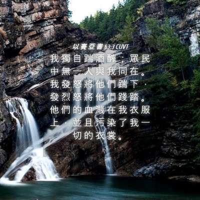 Picture 04 - 以 賽 亞 書 63:3 CUVT - 我 獨 自 踹 酒 醡 ； 眾 民 中 無 一 - Bible Verse Picture