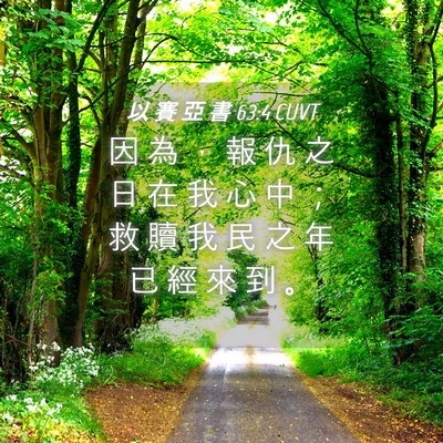 Picture 04 - 以 賽 亞 書 63:4 CUVT - 因 為 ， 報 仇 之 日 在 我 心 中 ； - Bible Verse Picture
