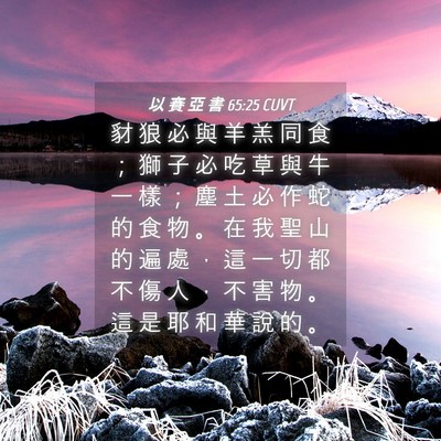 Picture 04 - 以 賽 亞 書 65:25 CUVT - 豺 狼 必 與 羊 羔 同 食 ； 獅 子 必 - Bible Verse Picture