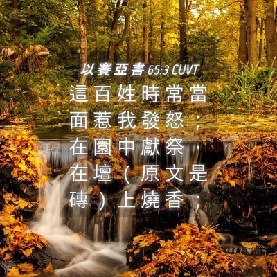 Picture 04 - 以 賽 亞 書 65:3 CUVT - 這 百 姓 時 常 當 面 惹 我 發 怒 ； - Bible Verse Picture