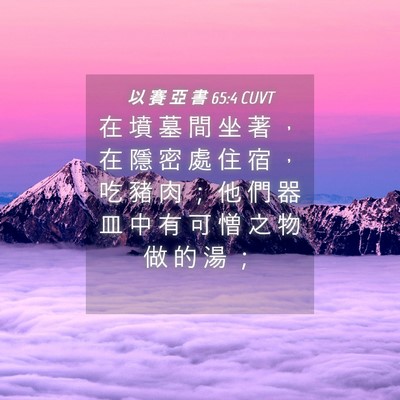 Picture 04 - 以 賽 亞 書 65:4 CUVT - 在 墳 墓 間 坐 著 ， 在 隱 密 處 住 - Bible Verse Picture