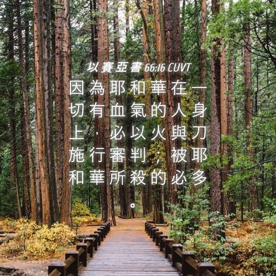 Picture 04 - 以 賽 亞 書 66:16 CUVT - 因 為 耶 和 華 在 一 切 有 血 氣 的 - Bible Verse Picture