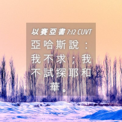 Picture 04 - 以 賽 亞 書 7:12 CUVT - 亞 哈 斯 說 ： 我 不 求 ； 我 不 試 - Bible Verse Picture