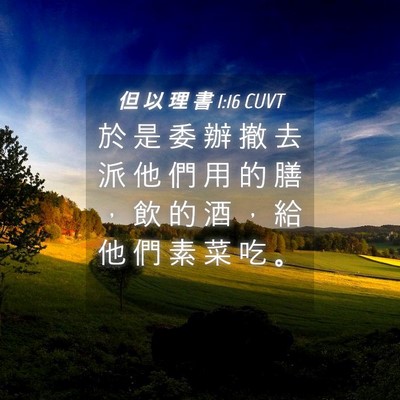 Picture 04 - 但 以 理 書 1:16 CUVT - 於 是 委 辦 撤 去 派 他 們 用 的 膳 - Bible Verse Picture
