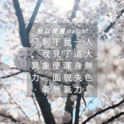 Picture 04 - 但 以 理 書 10:8 CUVT - 只 剩 下 我 一 人 。 我 見 了 這 大 - Bible Verse Picture