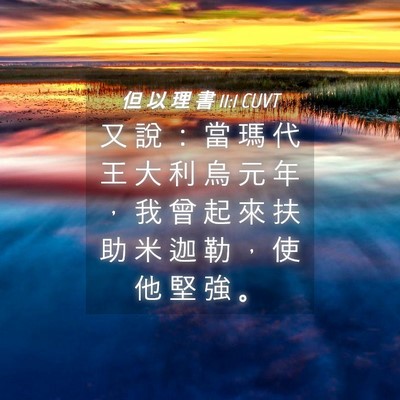 Picture 04 - 但 以 理 書 11:1 CUVT - 又 說 ： 當 瑪 代 王 大 利 烏 元 年 - Bible Verse Picture