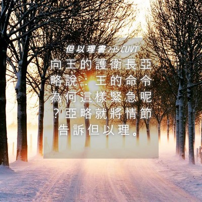 Picture 04 - 但 以 理 書 2:15 CUVT - 向 王 的 護 衛 長 亞 略 說 ： 王 的 - Bible Verse Picture
