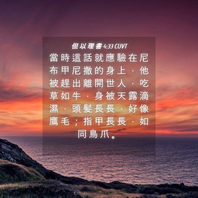 Picture 04 - 但 以 理 書 4:33 CUVT - 當 時 這 話 就 應 驗 在 尼 布 甲 尼 - Bible Verse Picture