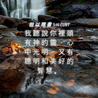 Picture 04 - 但 以 理 書 5:14 CUVT - 我 聽 說 你 裡 頭 有 神 的 靈 ， 心 - Bible Verse Picture