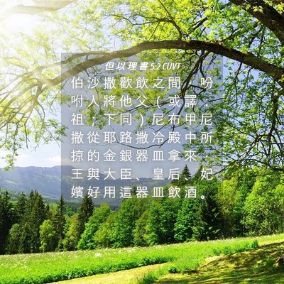 Picture 04 - 但 以 理 書 5:2 CUVT - 伯 沙 撒 歡 飲 之 間 ， 吩 咐 人 將 - Bible Verse Picture