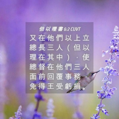 Picture 04 - 但 以 理 書 6:2 CUVT - 又 在 他 們 以 上 立 總 長 三 人 （ - Bible Verse Picture