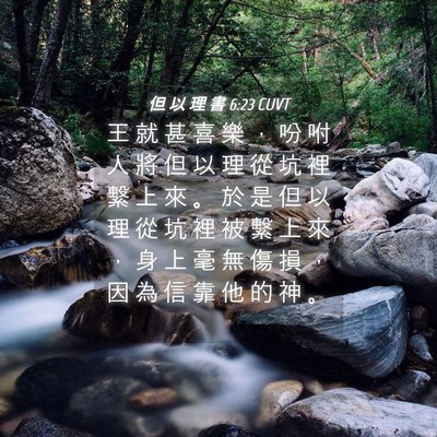 Picture 04 - 但 以 理 書 6:23 CUVT - 王 就 甚 喜 樂 ， 吩 咐 人 將 但 以 - Bible Verse Picture