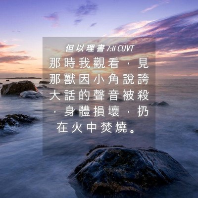 Picture 04 - 但 以 理 書 7:11 CUVT - 那 時 我 觀 看 ， 見 那 獸 因 小 角 - Bible Verse Picture