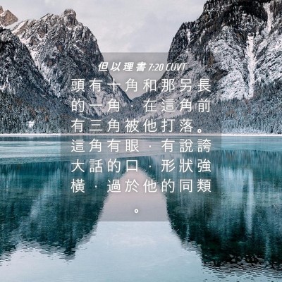 Picture 04 - 但 以 理 書 7:20 CUVT - 頭 有 十 角 和 那 另 長 的 一 角 ， - Bible Verse Picture