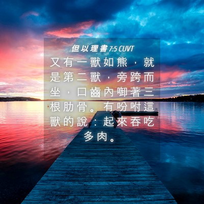 Picture 04 - 但 以 理 書 7:5 CUVT - 又 有 一 獸 如 熊 ， 就 是 第 二 獸 - Bible Verse Picture
