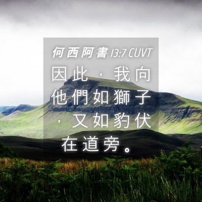 Picture 04 - 何 西 阿 書 13:7 CUVT - 因 此 ， 我 向 他 們 如 獅 子 ， 又 - Bible Verse Picture
