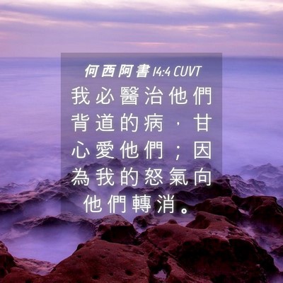 Picture 04 - 何 西 阿 書 14:4 CUVT - 我 必 醫 治 他 們 背 道 的 病 ， 甘 - Bible Verse Picture