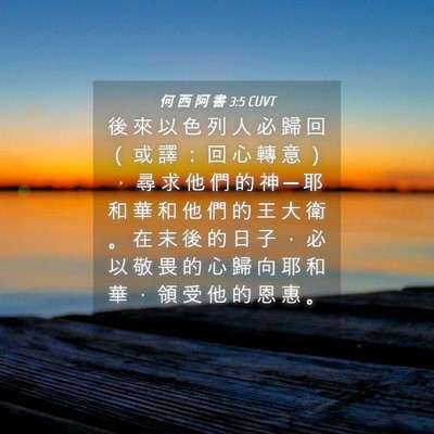 Picture 04 - 何 西 阿 書 3:5 CUVT - 後 來 以 色 列 人 必 歸 回 （ 或 譯 - Bible Verse Picture