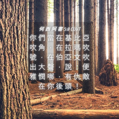 Picture 04 - 何 西 阿 書 5:8 CUVT - 你 們 當 在 基 比 亞 吹 角 ， 在 拉 - Bible Verse Picture