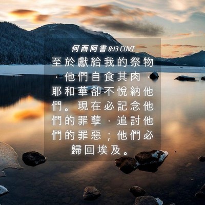 Picture 04 - 何 西 阿 書 8:13 CUVT - 至 於 獻 給 我 的 祭 物 ， 他 們 自 - Bible Verse Picture