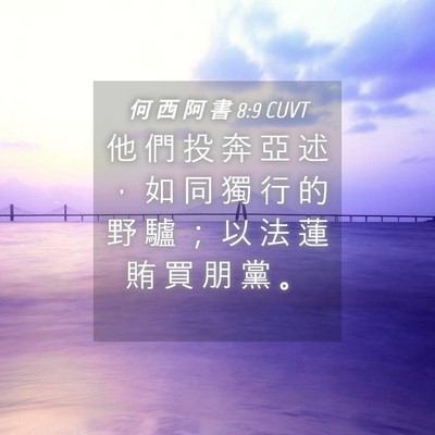 Picture 04 - 何 西 阿 書 8:9 CUVT - 他 們 投 奔 亞 述 ， 如 同 獨 行 的 - Bible Verse Picture