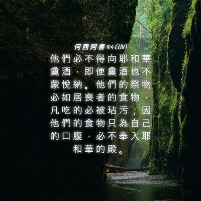Picture 04 - 何 西 阿 書 9:4 CUVT - 他 們 必 不 得 向 耶 和 華 奠 酒 ， - Bible Verse Picture