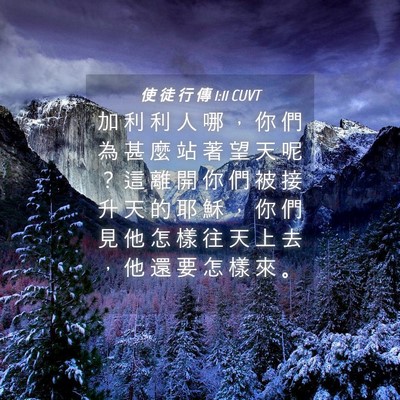 Picture 04 - 使 徒 行 傳 1:11 CUVT - 加 利 利 人 哪 ， 你 們 為 甚 麼 站 - Bible Verse Picture
