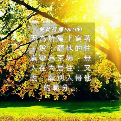 Picture 04 - 使 徒 行 傳 1:20 CUVT - 因 為 詩 篇 上 寫 著 ， 說 ： 願 他 - Bible Verse Picture
