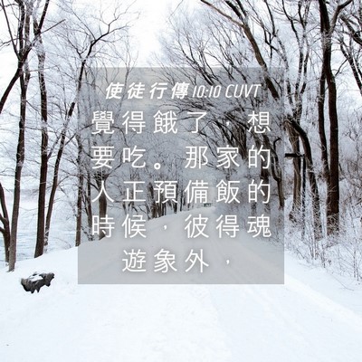 Picture 04 - 使 徒 行 傳 10:10 CUVT - 覺 得 餓 了 ， 想 要 吃 。 那 家 的 - Bible Verse Picture