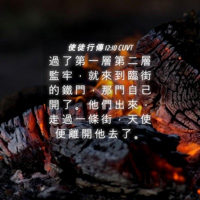 Picture 04 - 使 徒 行 傳 12:10 CUVT - 過 了 第 一 層 第 二 層 監 牢 ， 就 - Bible Verse Picture