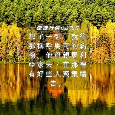 Picture 04 - 使 徒 行 傳 12:12 CUVT - 想 了 一 想 ， 就 往 那 稱 呼 馬 可 - Bible Verse Picture
